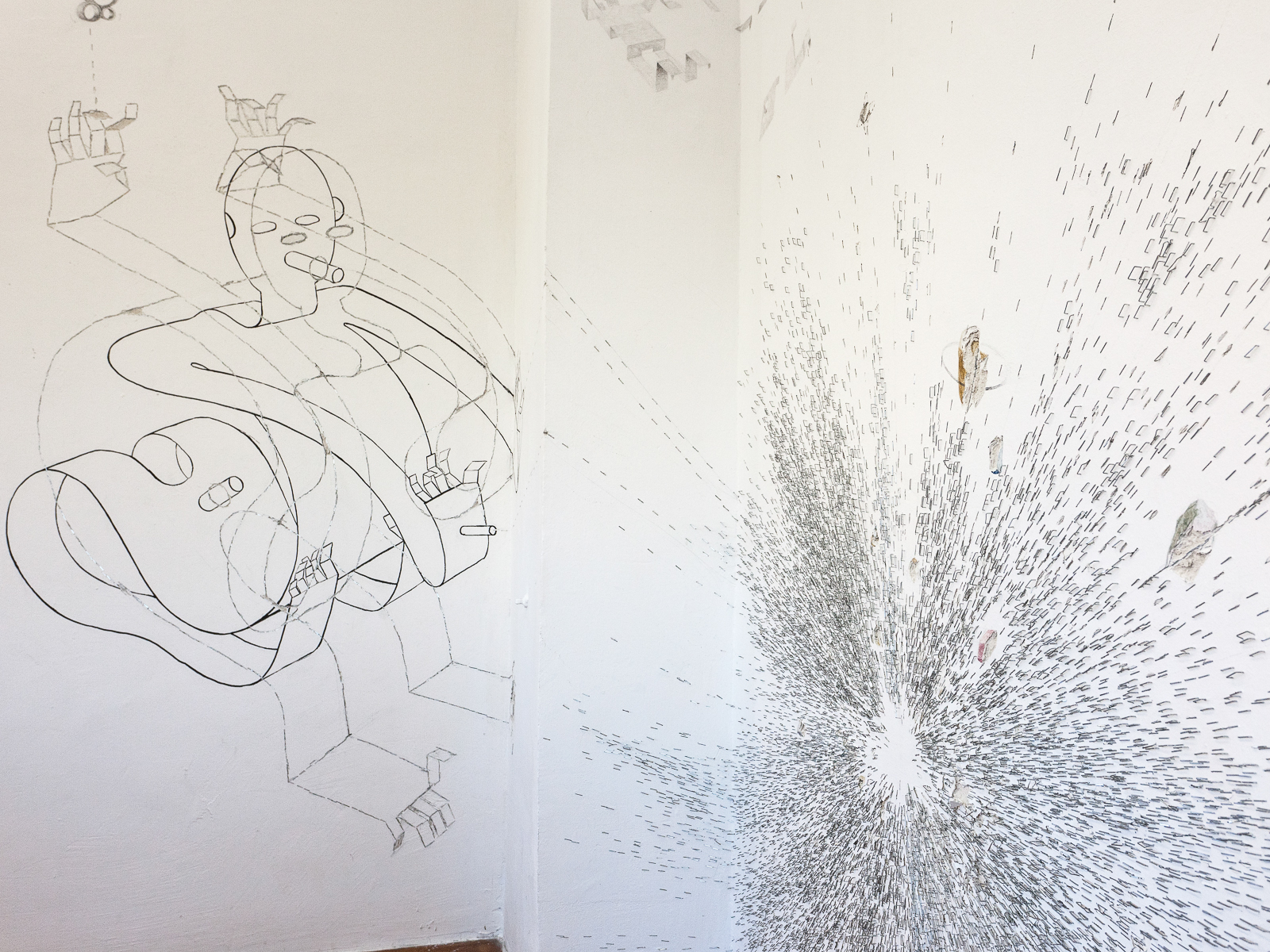 »Neuronales Gewitter« | Left part of the wall drawing