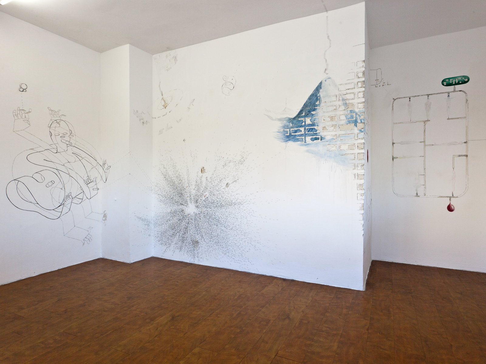 »Neuronales Gewitter«, 2011, wall drawing, 800 x 260 cm